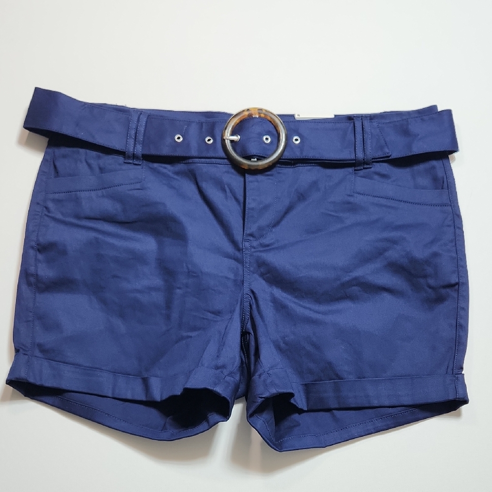 Torrid Navy Belted High-Waist Sateen Shorts Women’s Size 16 NWT